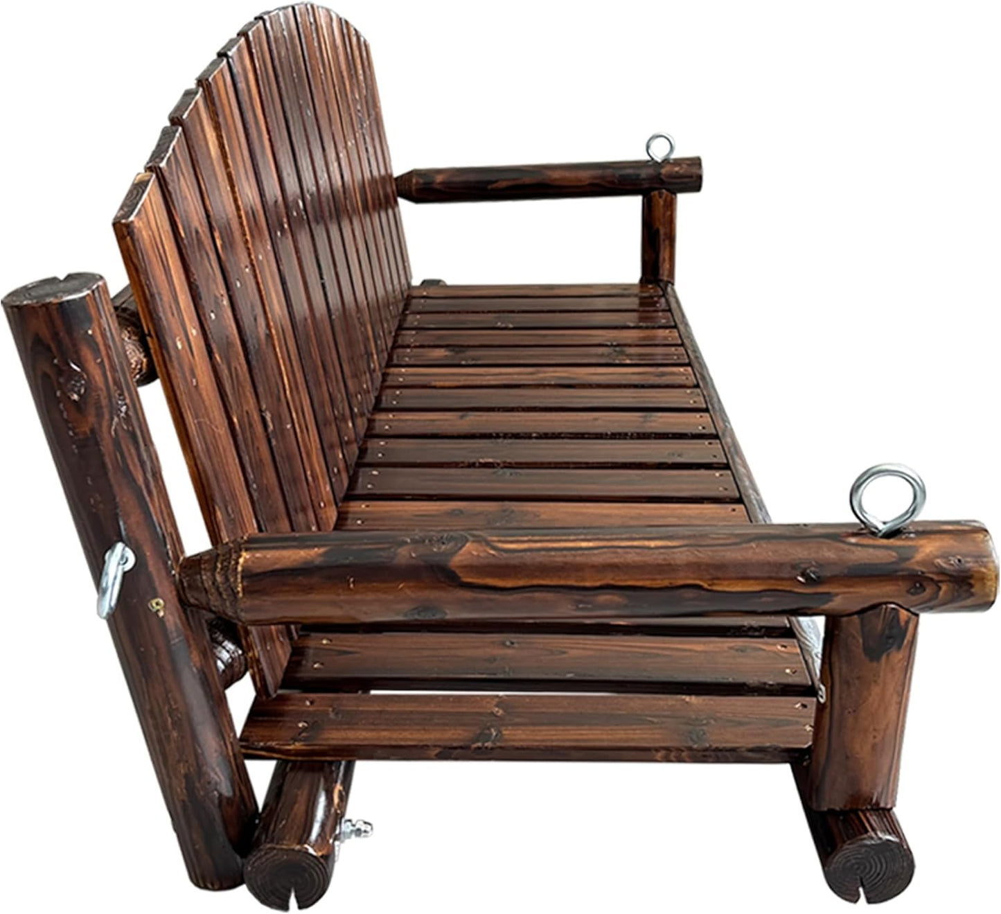 5FT Rustic Log Wooden Porch Swing, Heavy-Duty 900 LBS, Outdoor Hanging Bench for Patio, Garden, Yard ā Solid Fir Wood, Handcrafted, Weather-Resistant Finish (Rustic, 5-feet)
