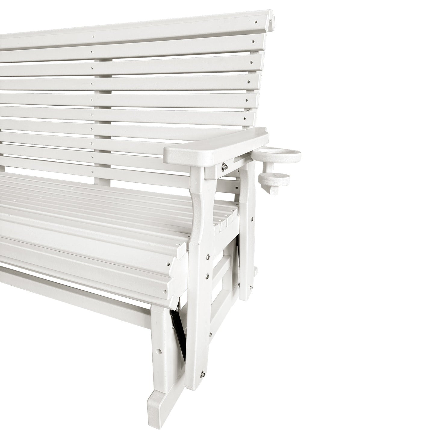 HDPE Patio Glider, Poly Lumber Weather-Resistant Outdoor Glider Bench, for Patio, Porch, Yard (Ivory White, 2-Seater)