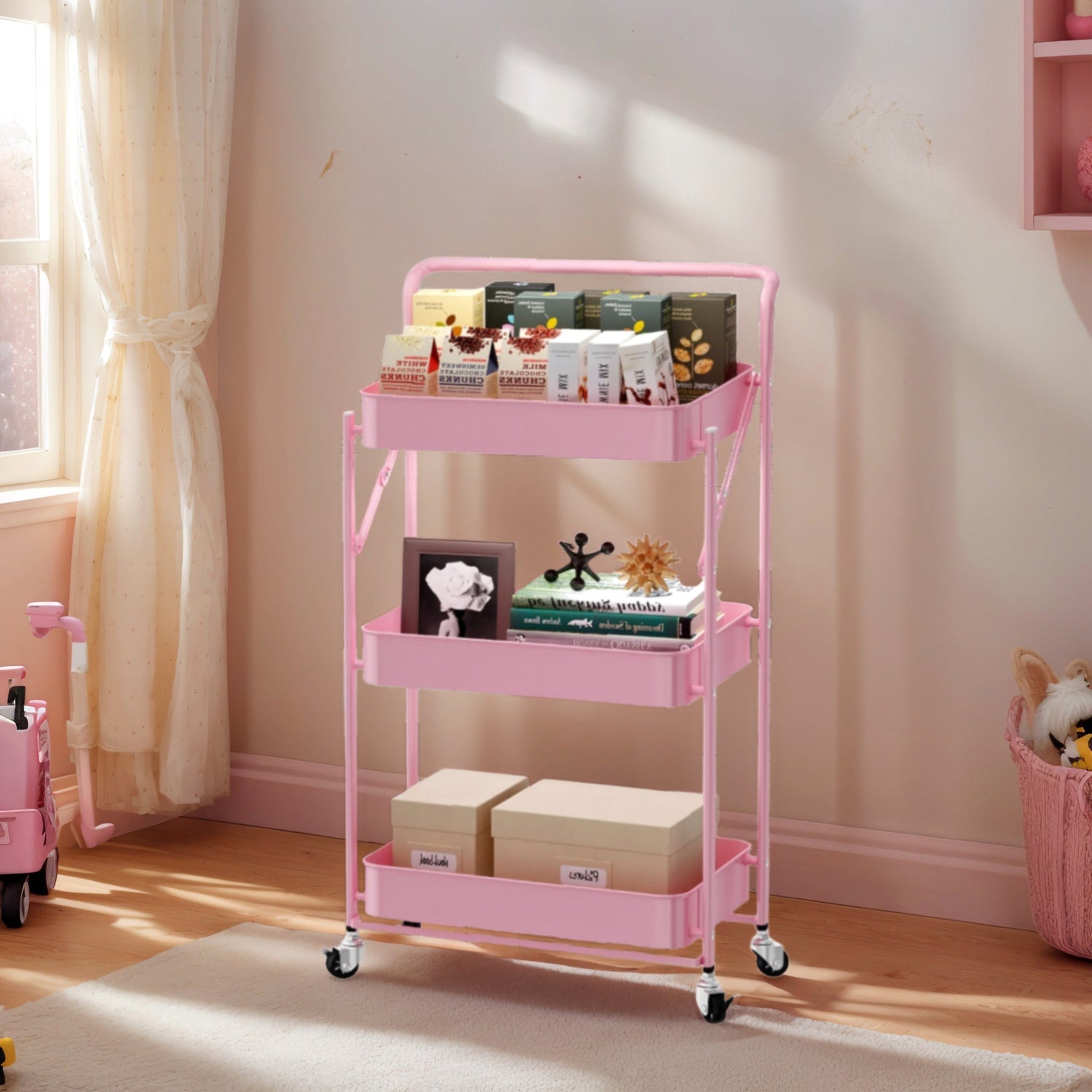 Metal Storage Cart with Wheels