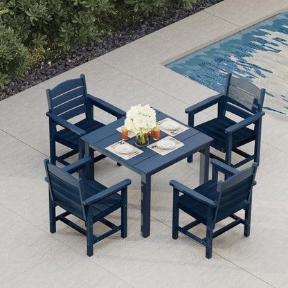 70.9-Inches Poly Lumber Outdoor Dining Table, HIPS Patio Dining Table with Umbrella Hole, Weather Resistant (Navy Blue, 1 Piece)