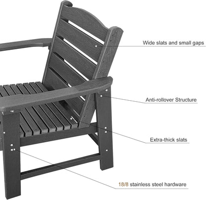 Modern HDPE Patio Dining Set, Poly Lumber Table and Chair, with Umbrella Hole, Weather Resistant, for Outdoor, Yard, Lawn (5 Piece - 70.7'' Table)