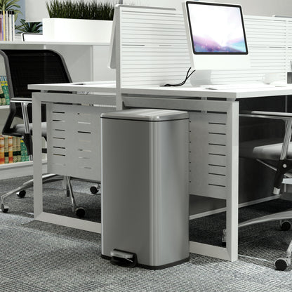 Innovaze 8 Gallon / 30 Liter Stainless Steel Step-On Trash Can, Rectangular Shape, Sliver Finish, Ideal for Home or Office