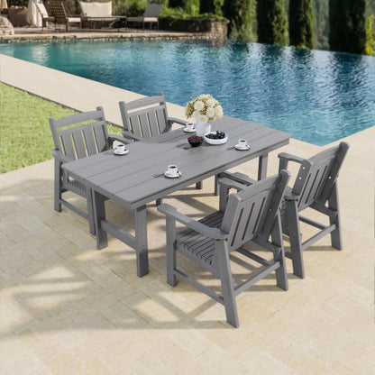 HDPE Patio Dining Chair, Slat Back, Weather Resistant, for Outdoor, Garden, Yard (1 Piece - Chair)