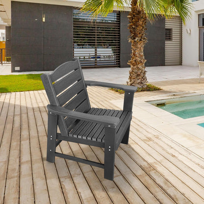 Modern HDPE Patio Dining Set, Poly Lumber Table and Chair, with Umbrella Hole, Weather Resistant, for Outdoor, Garden, Yard, Lawn