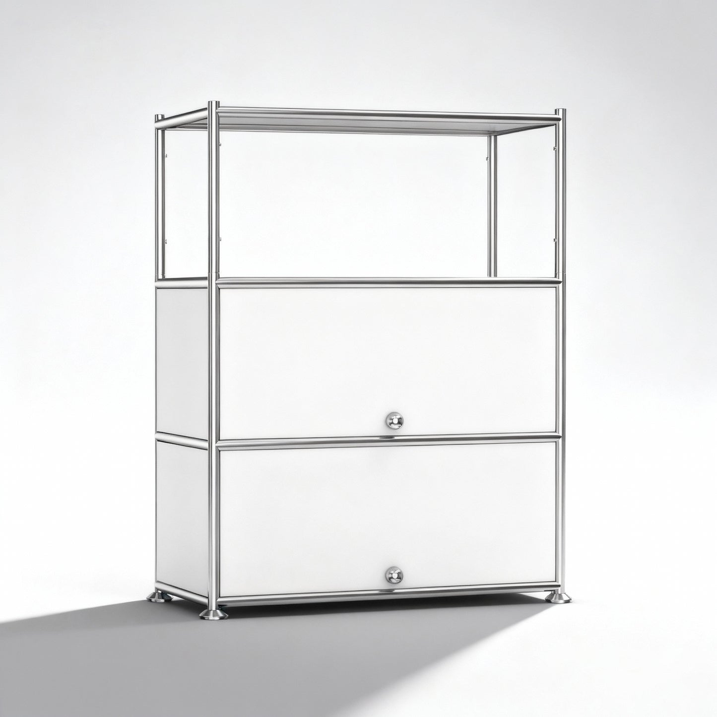 Fortune Candy 3 Tier Modular Metal Storage Cabinet, Modern Grid-Style Organizer for Dining Room, Living Room or Office, White