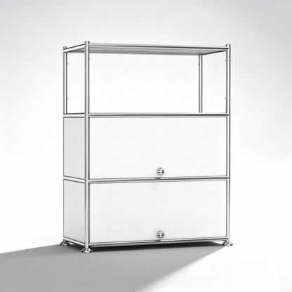 Fortune Candy 3 Tier Modular Metal Storage Cabinet, Modern Grid-Style Organizer for Dining Room, Living Room or Office, White