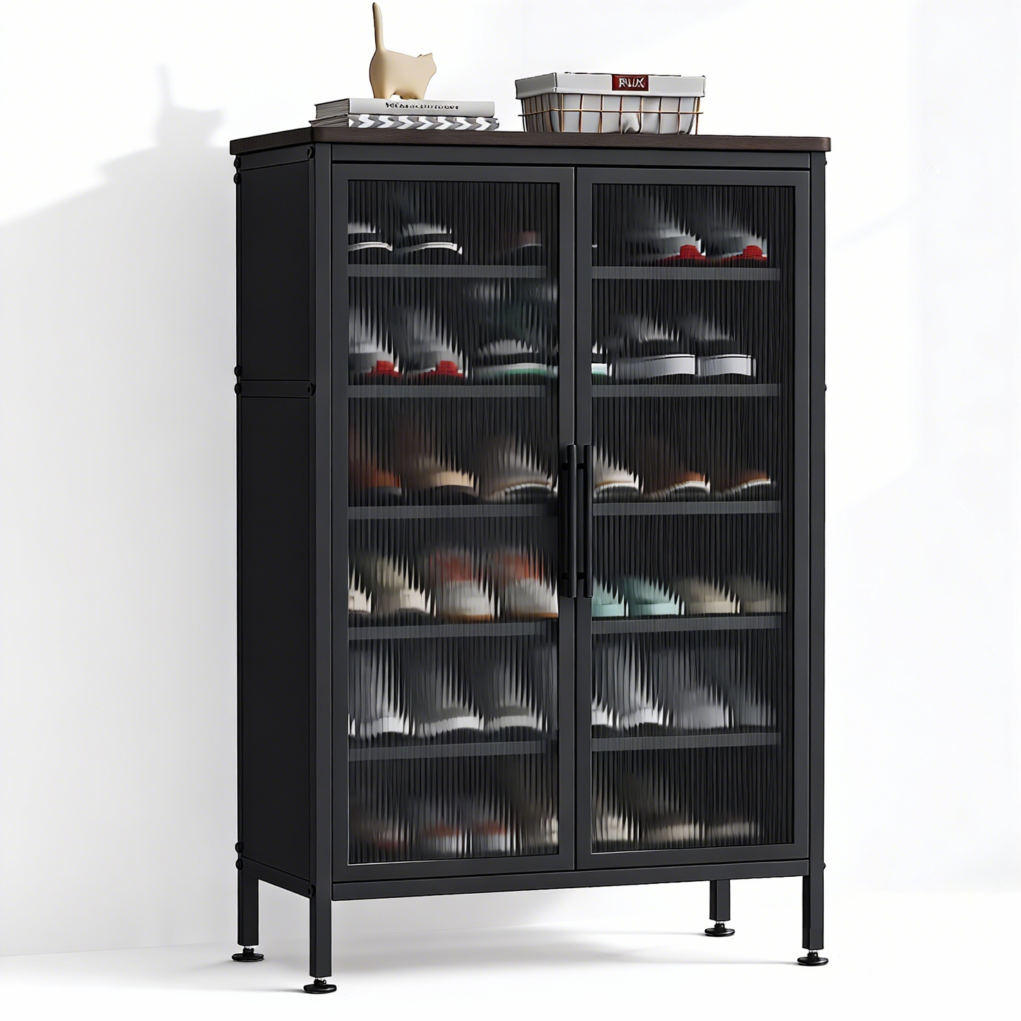 Fortune Candy 6 Tiers Sturdy Metal Shoe Rack, Adjustable Shelves, Heavy-Duty Storage Organizer, Black