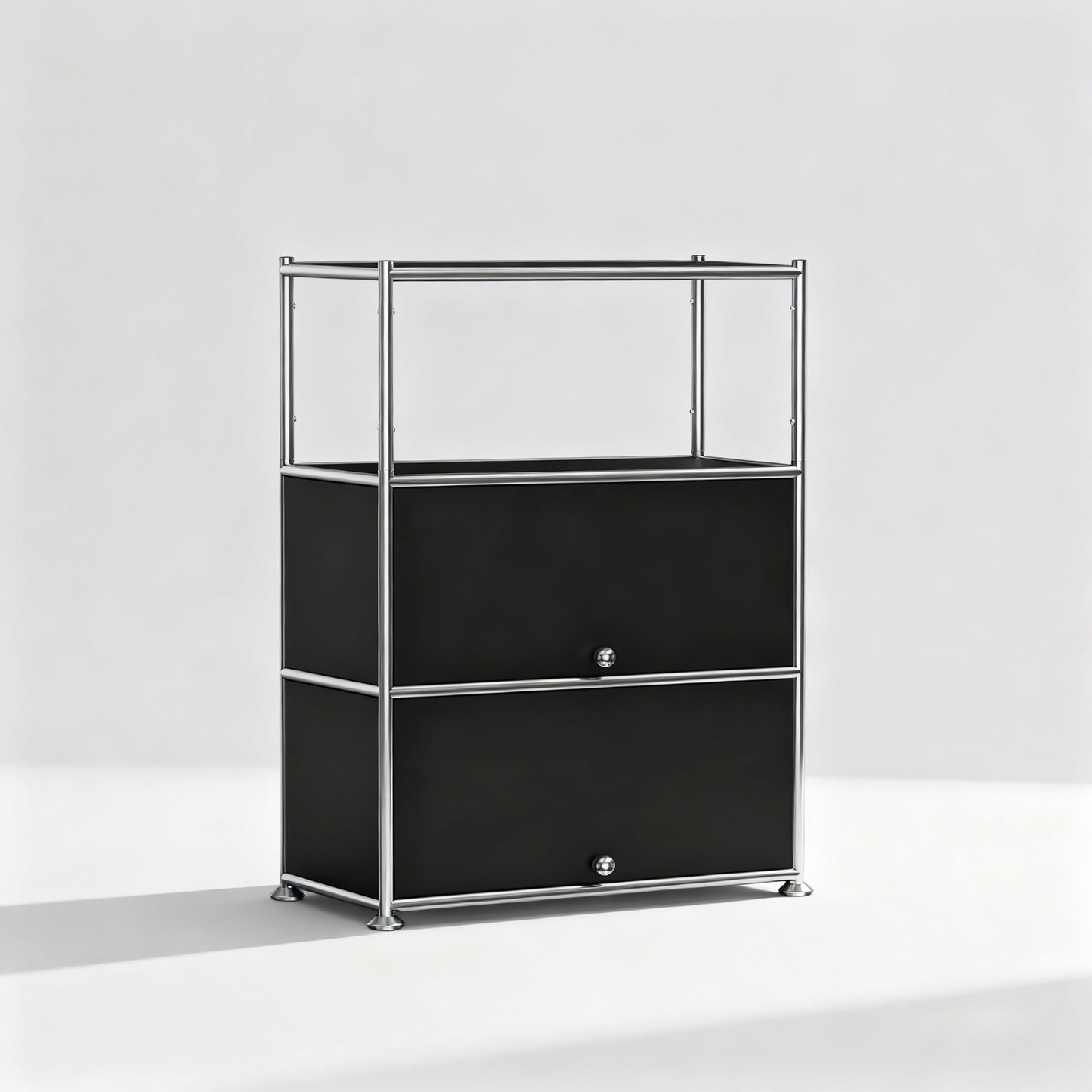 Fortune Candy 3 Tier Modular Metal Storage Cabinet, Modern Grid-Style Organizer for Dining Room, Living Room or Office, Black