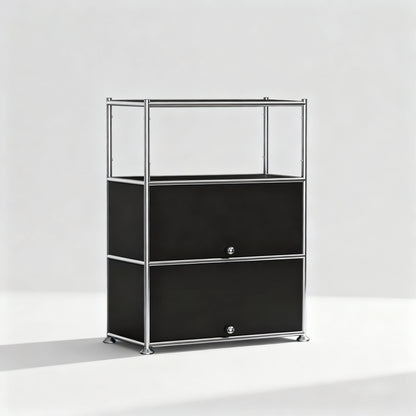 Fortune Candy 3 Tier Modular Metal Storage Cabinet, Modern Grid-Style Organizer for Dining Room, Living Room or Office, Black