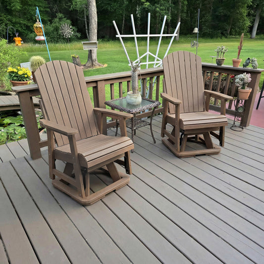 Fortune Candy 1-Person Outdoor Swivel Glider Chair with 360° Rotation, All-Weather HIPS Chair for Porch or Balcony, Teak Tone