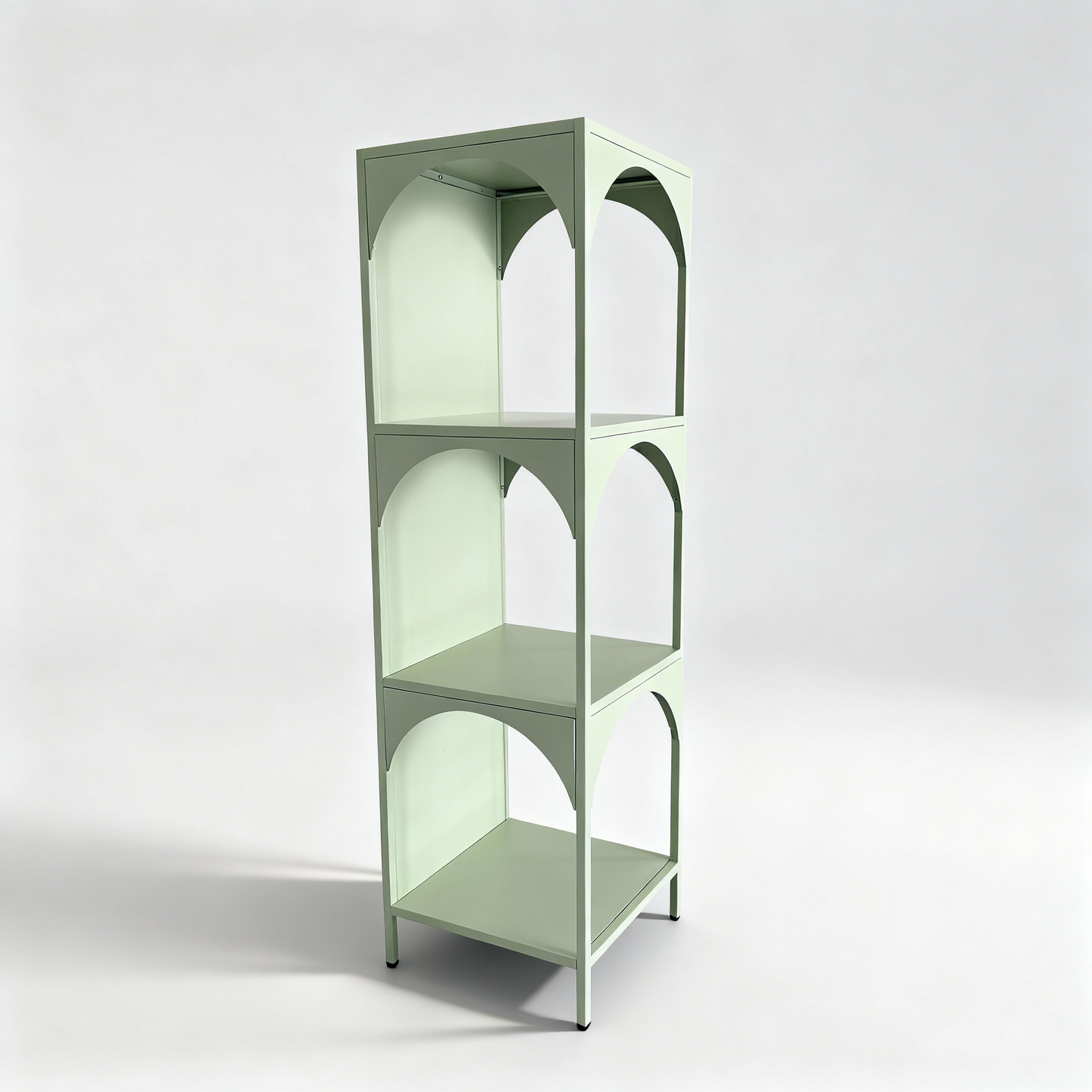 Fortune Candy 52.4" Tall 4-Tier Corner Display Shelf, Sage Green Steel Organizer for Home, Apartment, Retail, and Coffee Shops