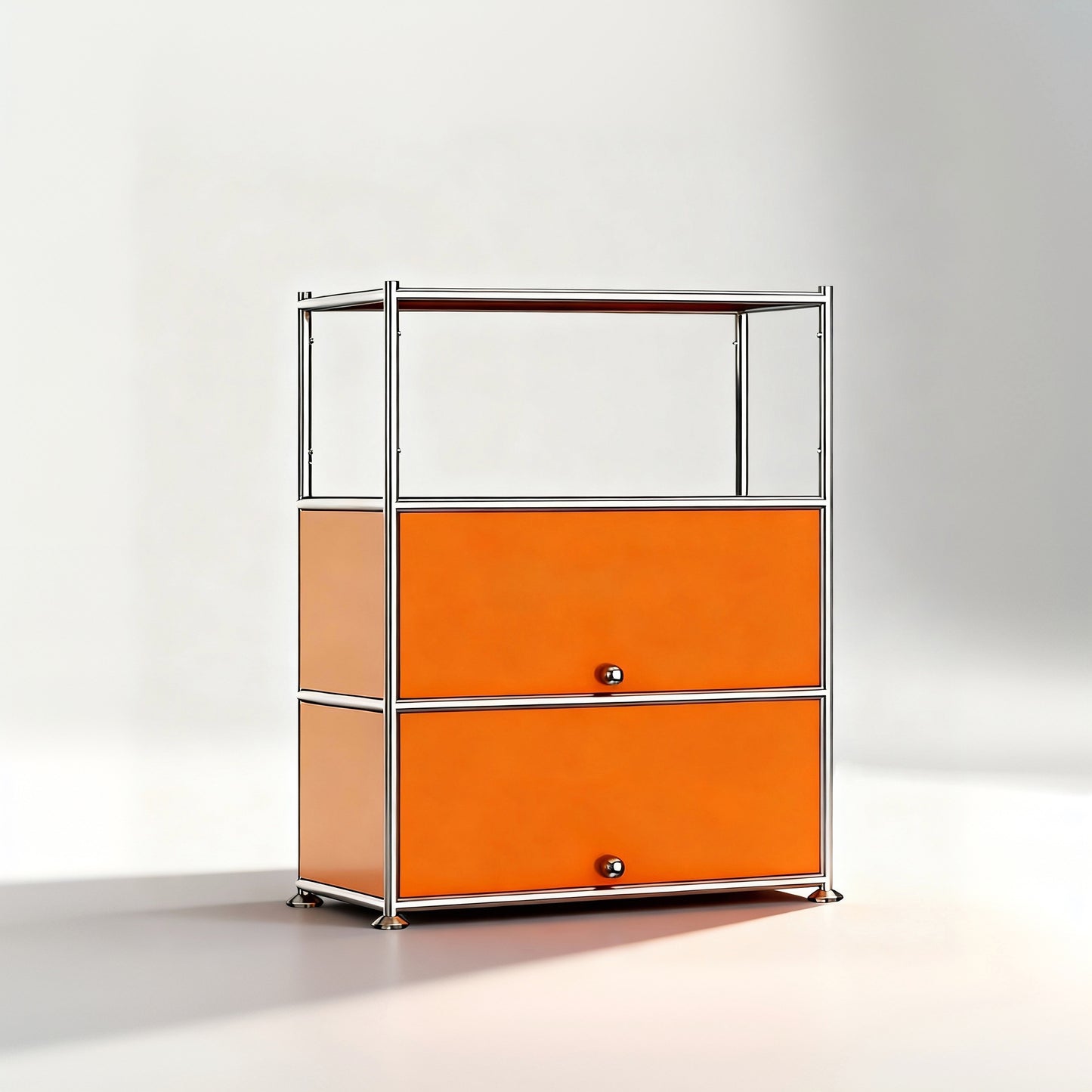 Fortune Candy 3 Tier Modular Metal Storage Cabinet, Modern Grid-Style Organizer for Dining Room, Living Room or Office, Orange