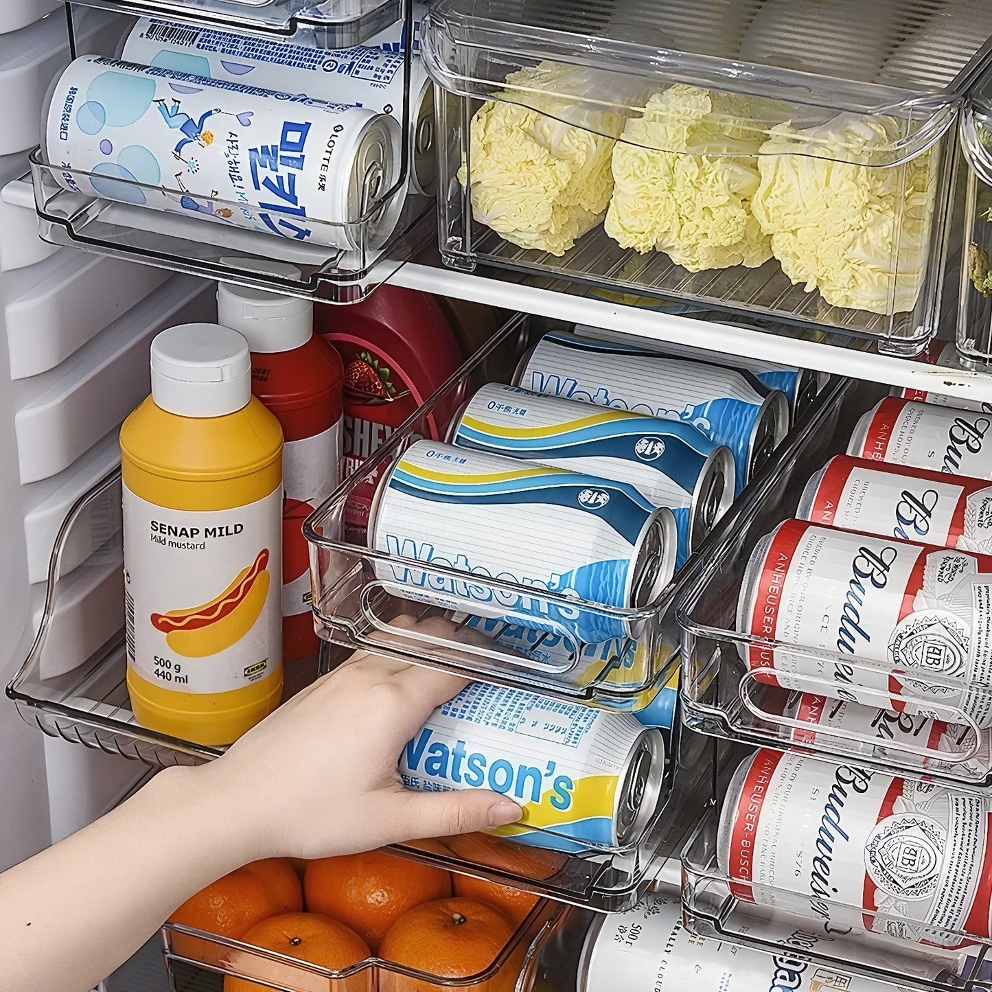 Fortune Cany 2 PCS Double Layers Soda Can Fridge Storage Organisers, Automatic Drink Can Dispenser, Plastic