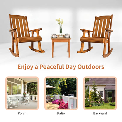 Fortune Candy 1 Person Wooden Rocking Chair with Comfortable Backrest Inclination, High Backrest and Deep Contoured Seat (Teak Tone)
