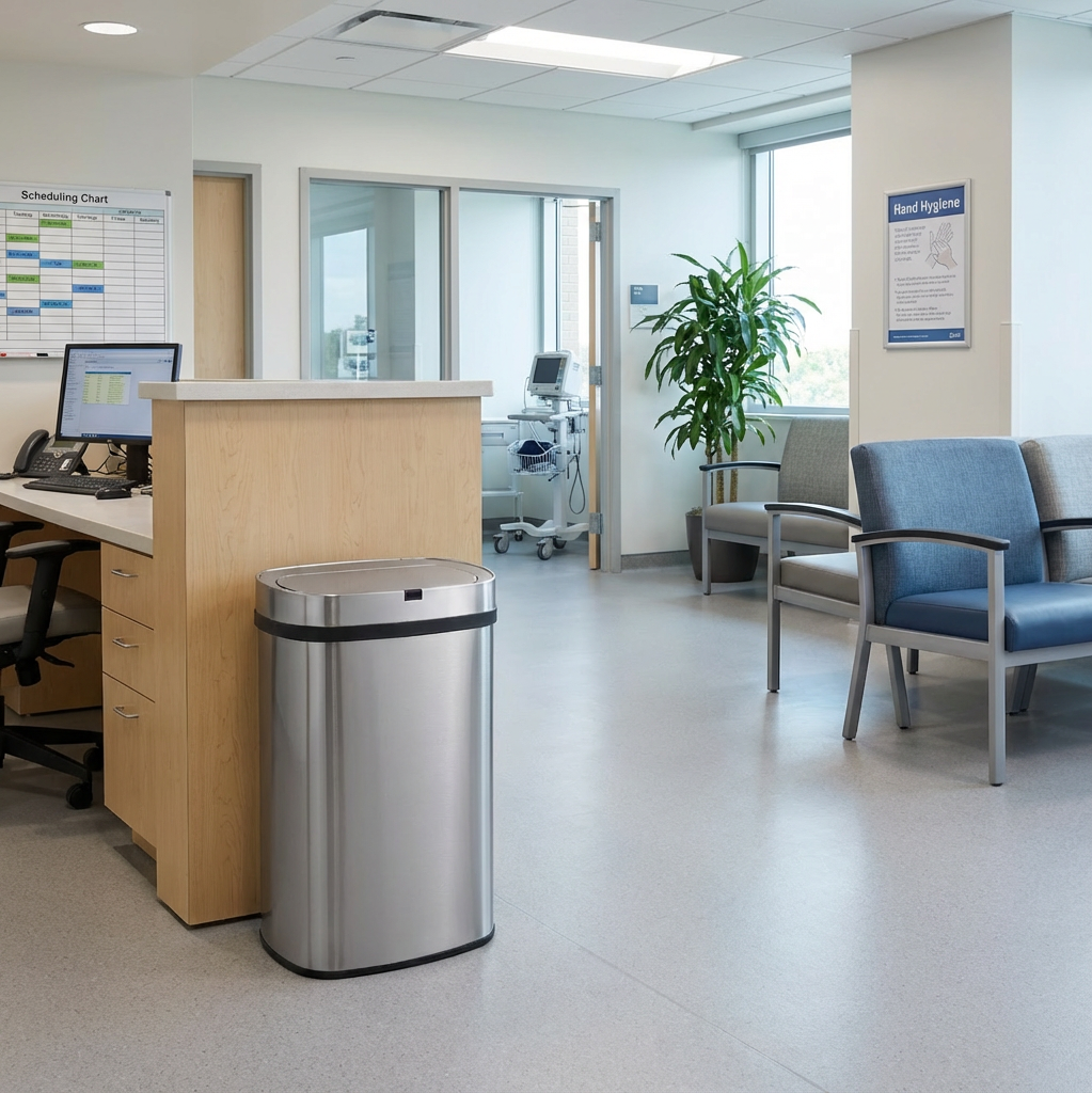 Innovaze 18 Gal./68 Liter Stainless Steel Oval Motion Sensor Trash Can for Home, Laundromat, Stores & Hospital