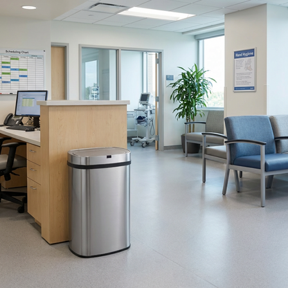 Innovaze 18 Gal./68 Liter Stainless Steel Oval Motion Sensor Trash Can for Home, Laundromat, Stores & Hospital