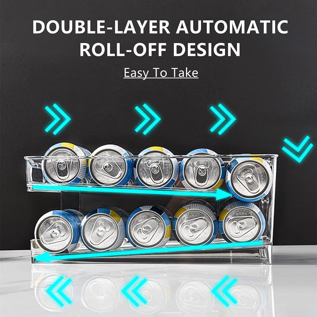 Fortune Cany 2 PCS Double Layers Soda Can Fridge Storage Organisers, Automatic Drink Can Dispenser, Plastic