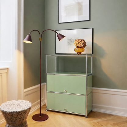 Fortune Candy 3 Tier Modular Metal Storage Cabinet, Modern Grid-Style Organizer for Dining Room, Living Room or Office, Olive green