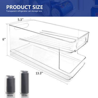 Fortune Cany 2 PCS Double Layers Soda Can Fridge Storage Organisers, Automatic Drink Can Dispenser, Plastic