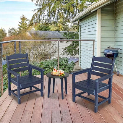 Fortune Candy 2 PCS Poly Lumber Patio Dining Chairs, HIPS Outdoor Ladder-Back Chairs for Garden, Porch or Balcony, Navy Blue