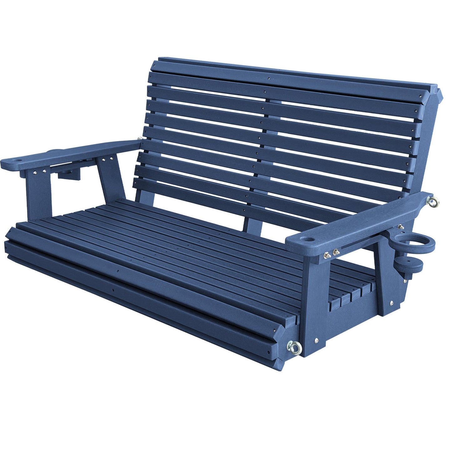 HDPE Porch Swing with 18/8 Stainless Steel Bolts, Ergonomic Design, Ultra Weather-Resistant, Heavy Duty 1200 LBS, for Outdoor Patio Garden Yard（Navy Blue）