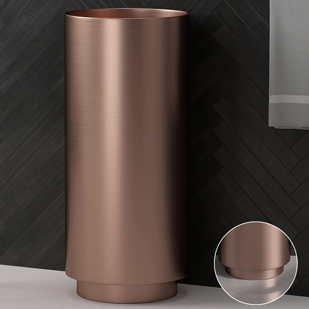 Fortune Candy 32.68'' Tall Round Stainless Steel Pedestal Sink Basin (Rose Gold)