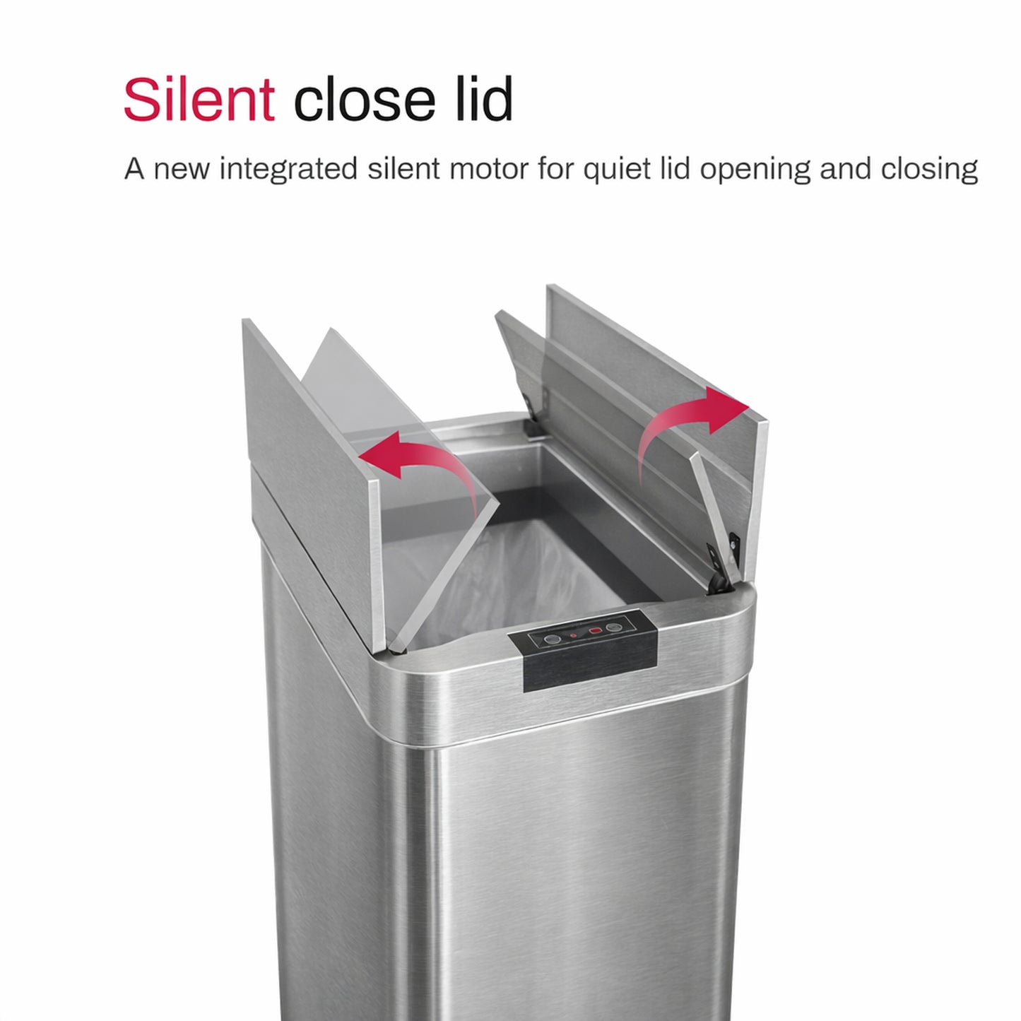 Innovaze 16 Gal./ 60 Liter Stainless Steel Slim Motion Sensor with Butterfly Lid Trash Can For Home, Office