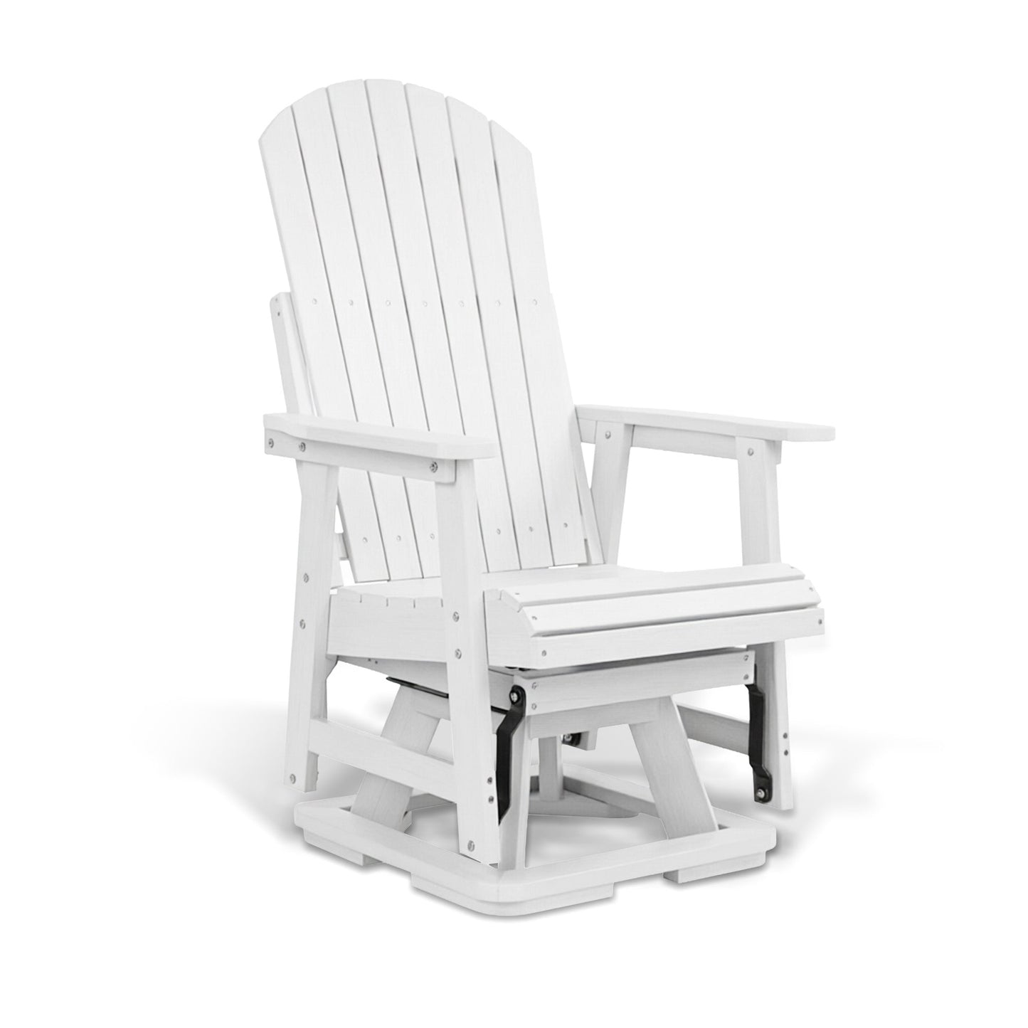 HIPS Swivel Patio Glider, Poly Lumber Weather Resistant Outdoor Chair, for Patio, Porch, Yard (White)