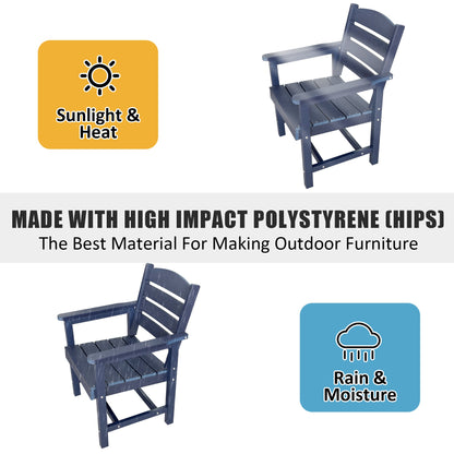 Poly Lumber Patio Dining Set, HIPS Outdoor 70.9-Inches Dining Table and Ladder Back Chairs, with Umbrella Hole, Weather Resistant (Navy Blue, 7 Piece)