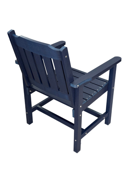 Fortune Candy 2 PCS Poly Lumber Patio Dining Chairs, HIPS Outdoor Slat-Back Chairs for Garden, Porch or Balcony, Navy Blue