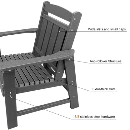 Modern HDPE Patio Dining Set, Poly Lumber Table and Chair, with Umbrella Hole, Weather Resistant, for Outdoor, Yard, Lawn (5 Piece - 35.7'' Table)