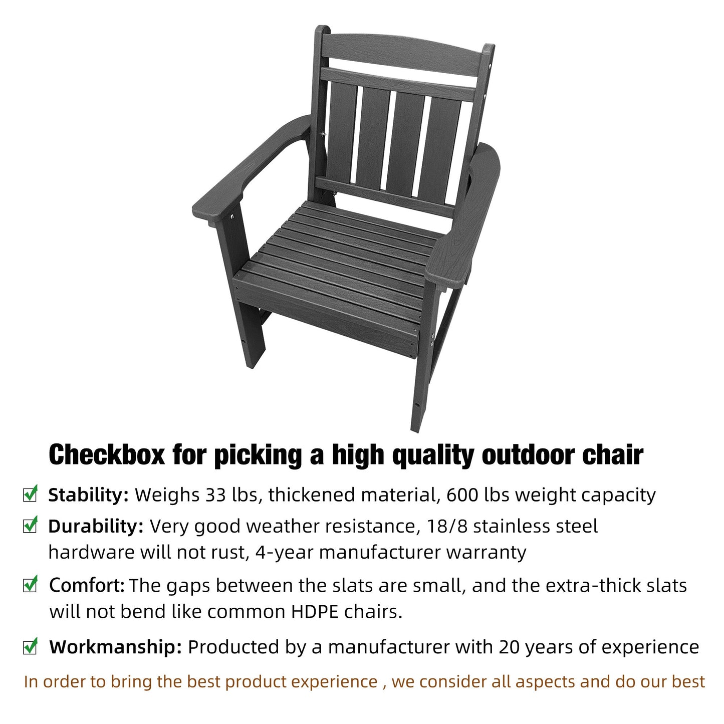 Modern HDPE Patio Dining Set, Poly Lumber Table and Chair, with Umbrella Hole, Weather Resistant, for Outdoor, Yard, Lawn (5 Piece - 35.7'' Table)