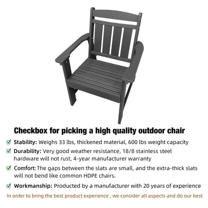 Modern HDPE Patio Dining Set, Poly Lumber Table and Chair, with Umbrella Hole, Weather Resistant, for Outdoor, Yard, Lawn (5 Piece - 35.7'' Table)