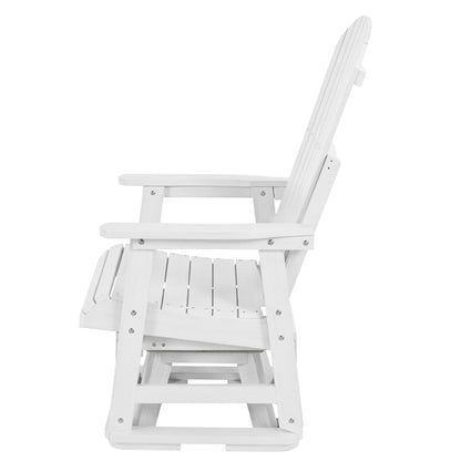 HIPS Swivel Patio Glider, Poly Lumber Weather Resistant Outdoor Chair, for Patio, Porch, Yard (White)