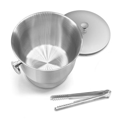 Fortune Candy 3.3 L Insulated Ice Bucket - Double Walled Stainless Steel Ice Bucket with Ice Tongs and Lid