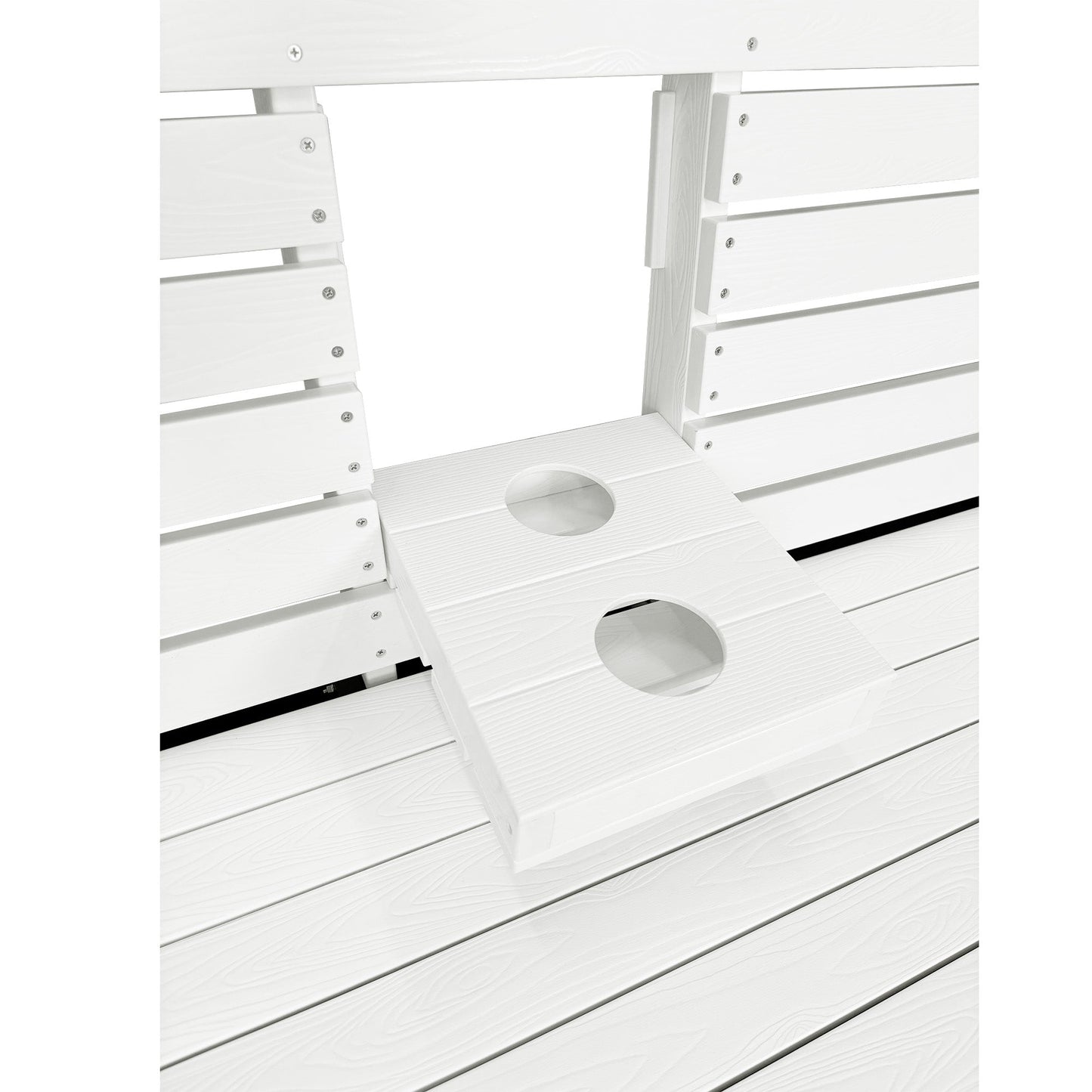 Poly Lumber 3-Seat Porch Swing, HIPS 5-Feet Bench Swing with Foldable Cup Holders,18/8 Stainless Steel Hardware, High Backrest and Deep Contoured Seat, Snow White