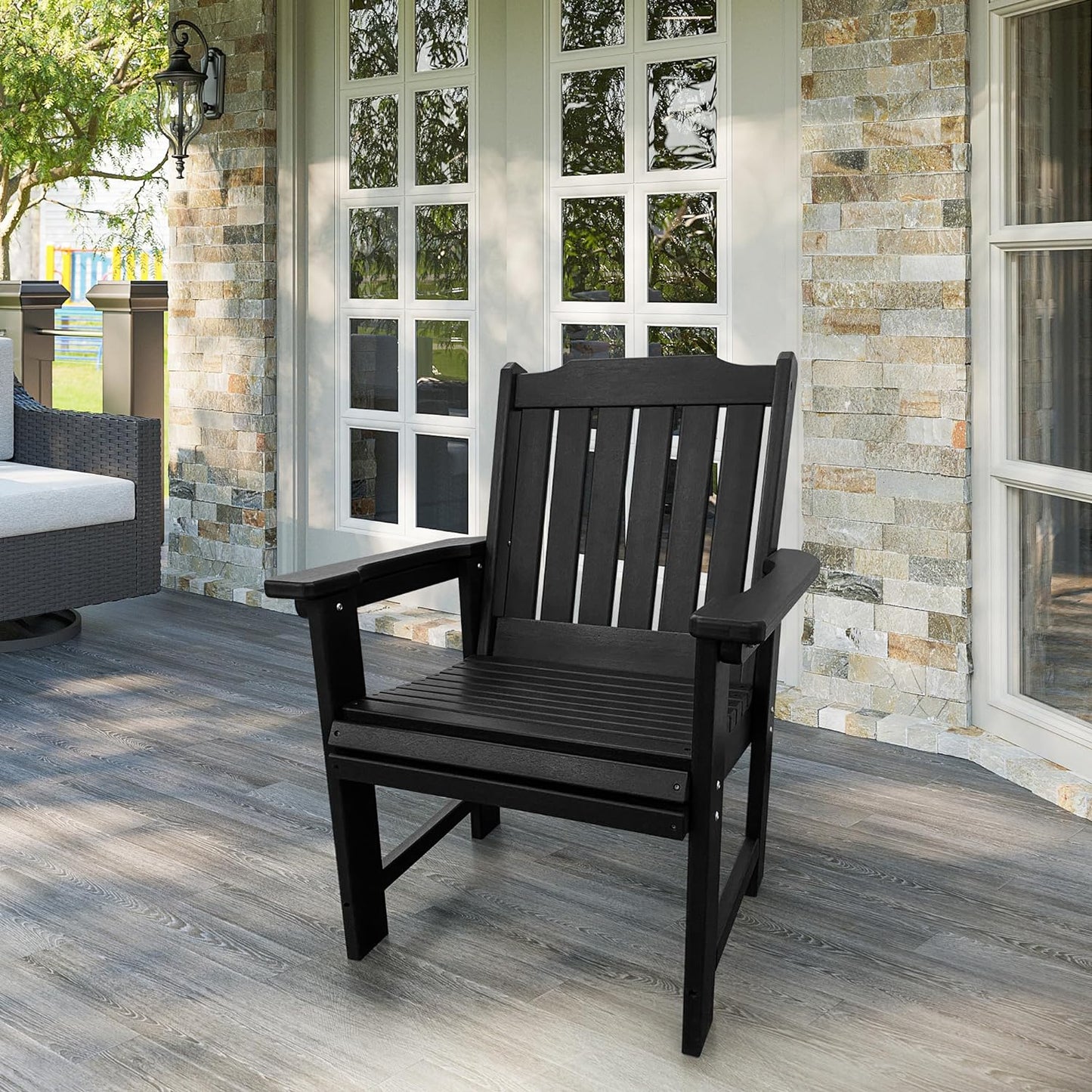 HDPE Patio Dining Chair, Outdoor Chair with 18/8 Stainless Steel Hardware, Heavy Duty 600 LBS, for Outdoor Patio Garden Yard (Carbon Black)