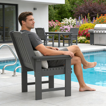 HDPE Patio Dining Chair, Outdoor Chair with 18/8 Stainless Steel Hardware, Heavy Duty 600 LBS, for Outdoor Patio Garden Yard (Gray)