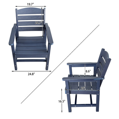 Fortune Candy 2 PCS Poly Lumber Patio Dining Chairs, HIPS Outdoor Ladder-Back Chairs for Garden, Porch or Balcony, Navy Blue