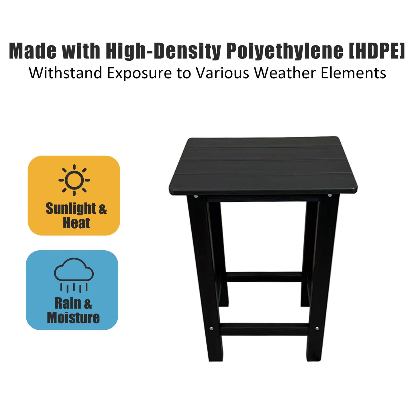 HDPE Patio Bar Set, Outdoor Bar Stools with Table, Weather Resistant, for Poolside, Garden, Yard, Balcony (3 Piece)