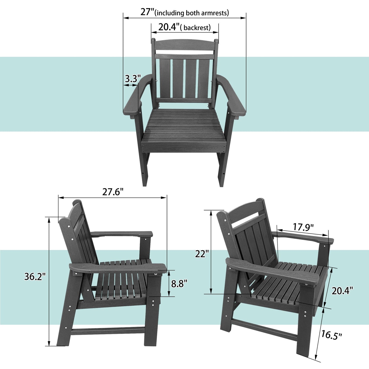 Modern HDPE Patio Dining Set, Poly Lumber Table and Chair, with Umbrella Hole, Weather Resistant, for Outdoor, Yard, Lawn (5 Piece - 35.7'' Table)