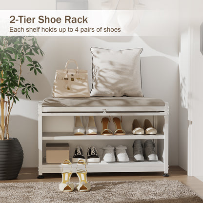 Fortune Candy 27.6'' Length Storage Cabinet with 2 Tier Shoe Rack (White)
