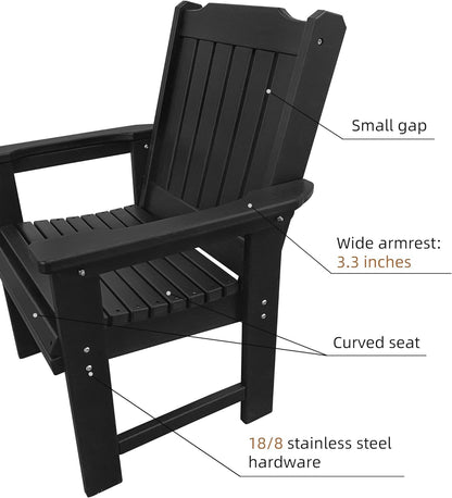 HDPE Patio Dining Chair, Outdoor Chair with 18/8 Stainless Steel Hardware, Heavy Duty 600 LBS, for Outdoor Patio Garden Yard (Carbon Black)
