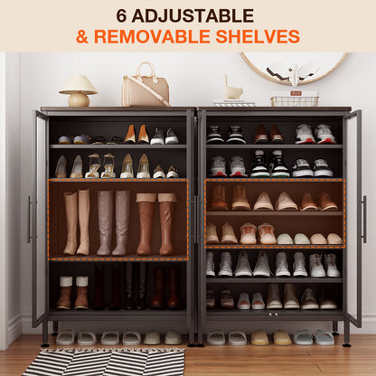 Fortune Candy 6 Tiers Sturdy Metal Shoe Rack, Adjustable Shelves, Heavy-Duty Storage Organizer, Black
