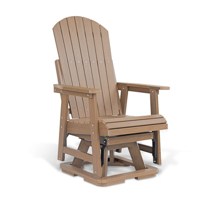 Fortune Candy 1-Person Outdoor Swivel Glider Chair with 360° Rotation, All-Weather HIPS Chair for Porch or Balcony, Teak Tone