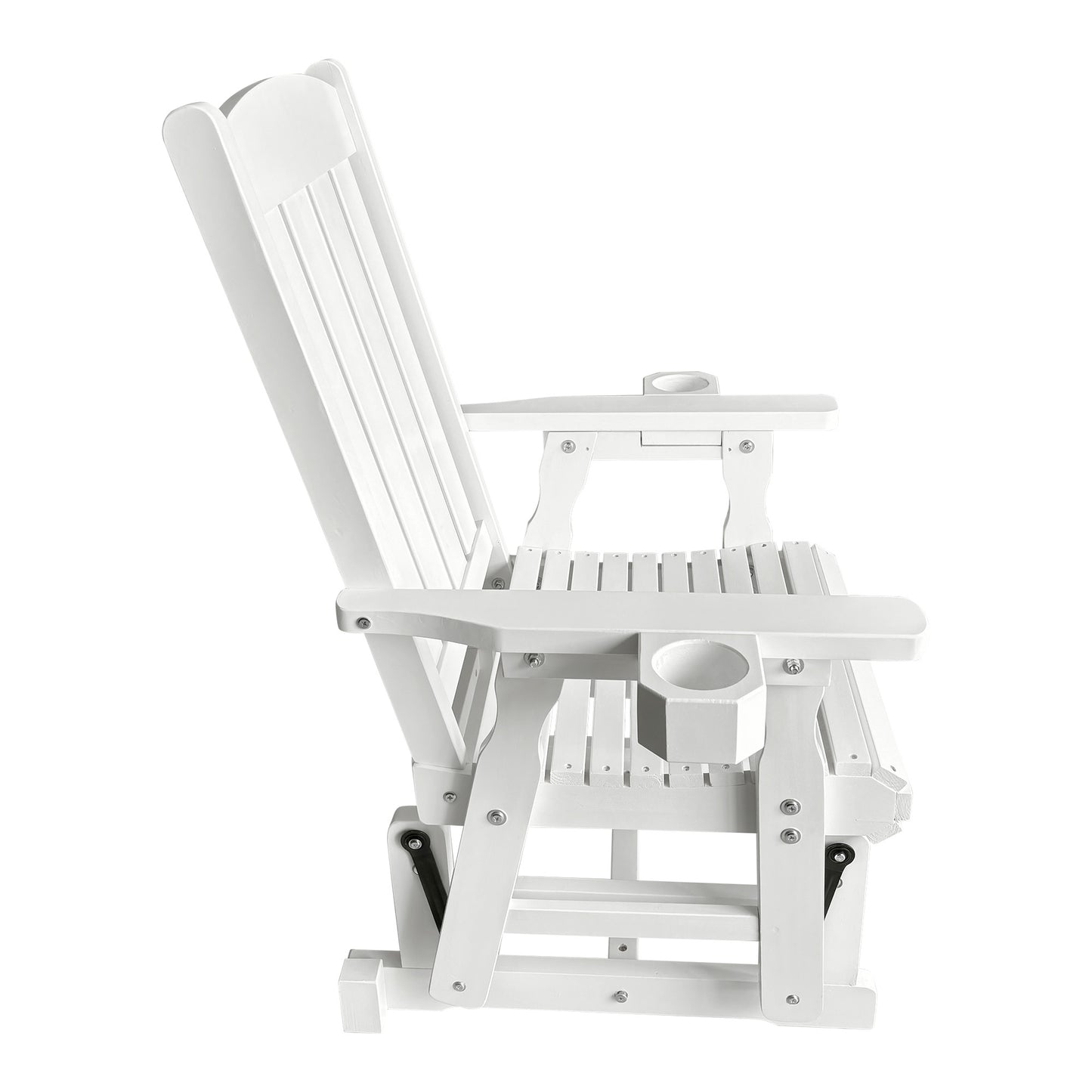 Fortune Candy 1-Person Outdoor Wooden Glider Chair, Solid Fir Wood, Heavy-Duty 600 lb, White, for Patio & Porch