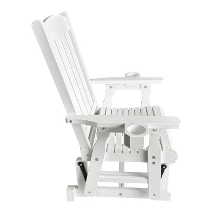 Fortune Candy 1-Person Outdoor Wooden Glider Chair, Solid Fir Wood, Heavy-Duty 600 lb, White, for Patio & Porch