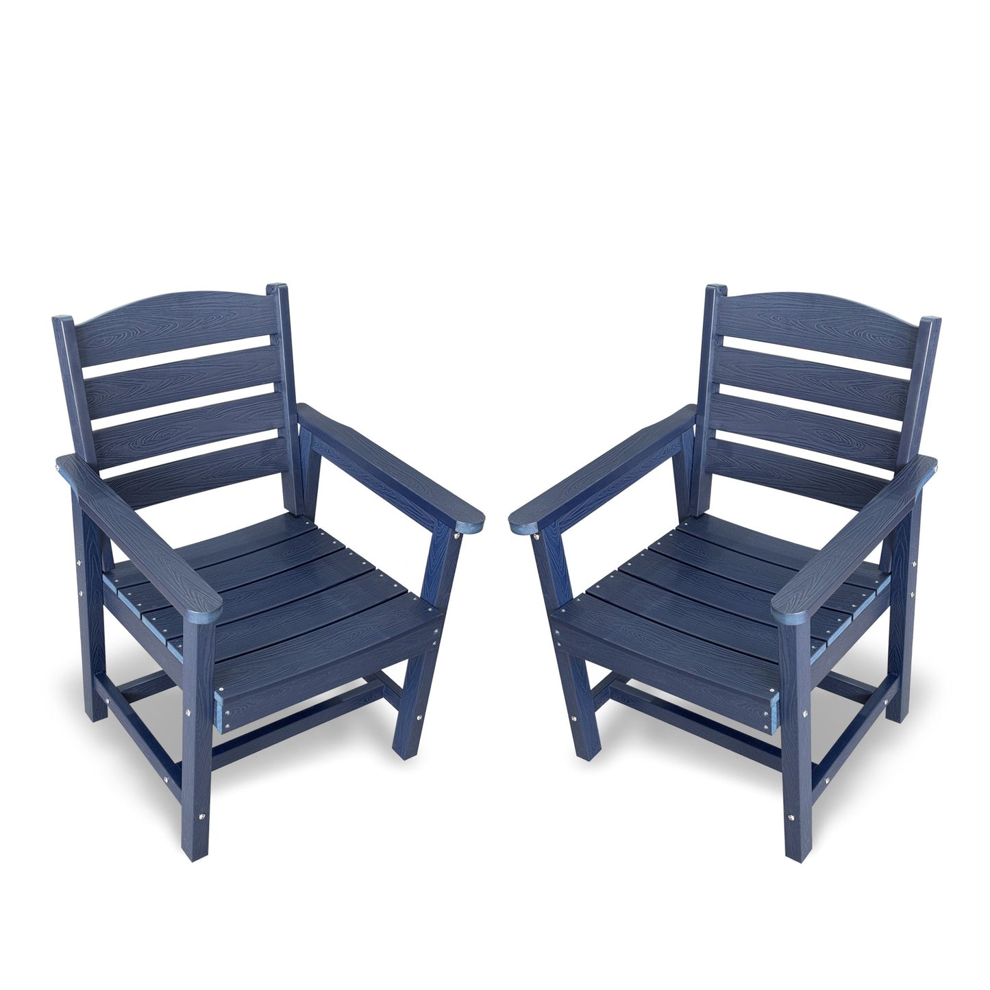 Poly Lumber Patio Dining Chair Set of Two, HIPS Outdoor Ladder Back Chair, Weather Resistant (Navy Blue, 2 Piece)