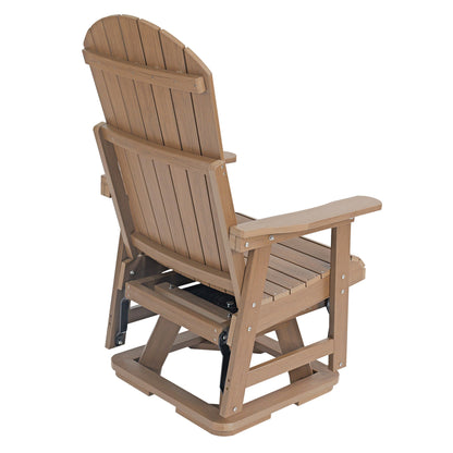 Fortune Candy 1-Person Outdoor Swivel Glider Chair with 360° Rotation, All-Weather HIPS Chair for Porch or Balcony, Teak Tone