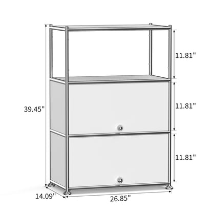 Fortune Candy 3 Tier Modular Metal Storage Cabinet, Modern Grid-Style Organizer for Dining Room, Living Room or Office, White